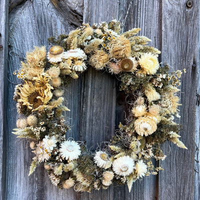 Dried Flower Everlasting Wreath White