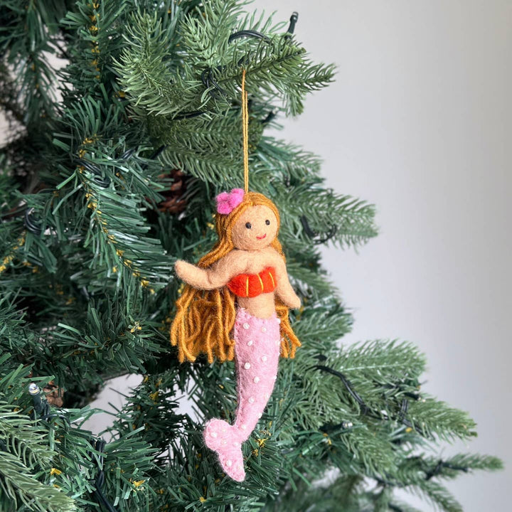 Felt Mermaid Ornament - Pink