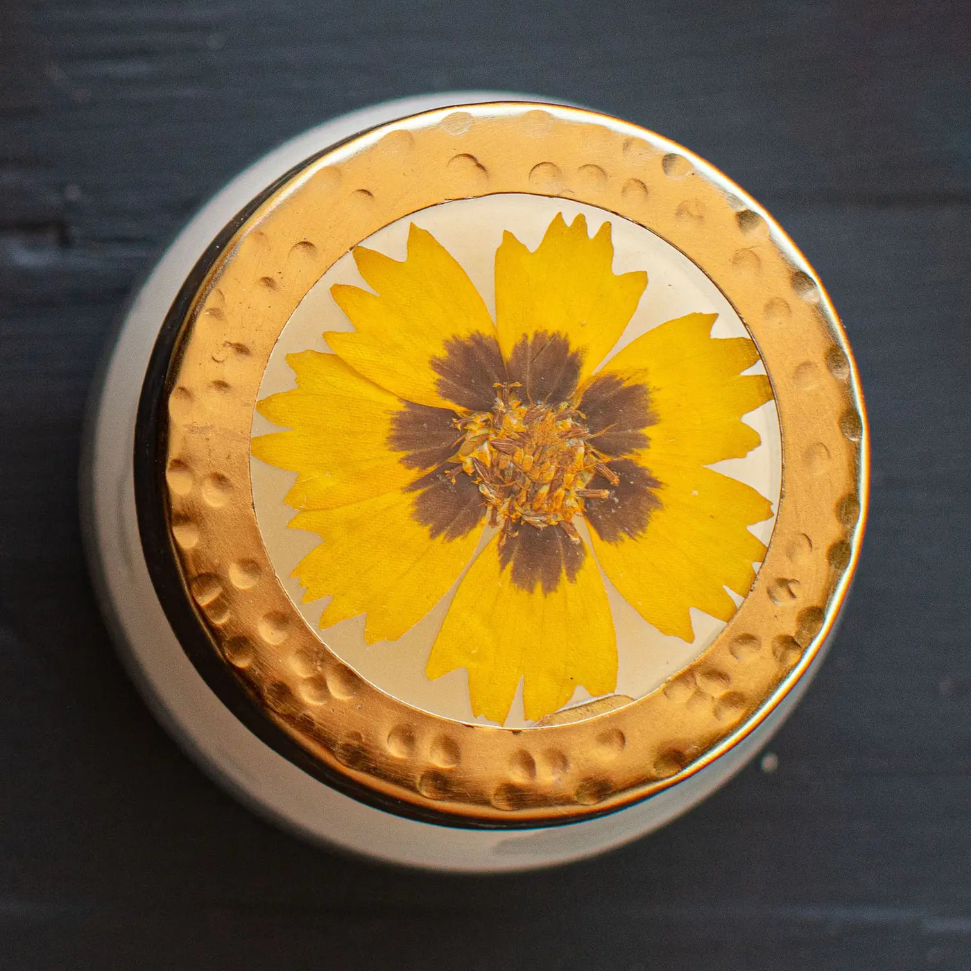 Honey Tobacco Pressed Floral Candle