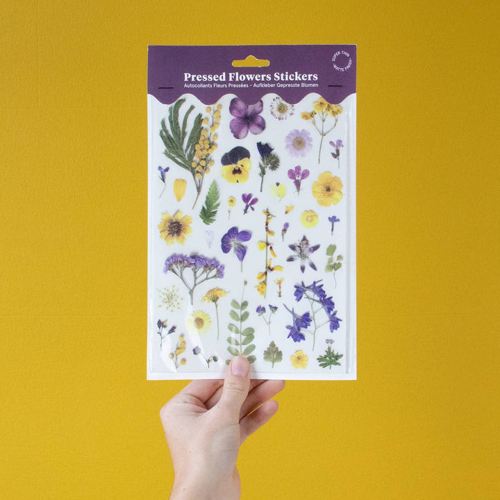 Pressed Flower Stickers, Yellows and Purples