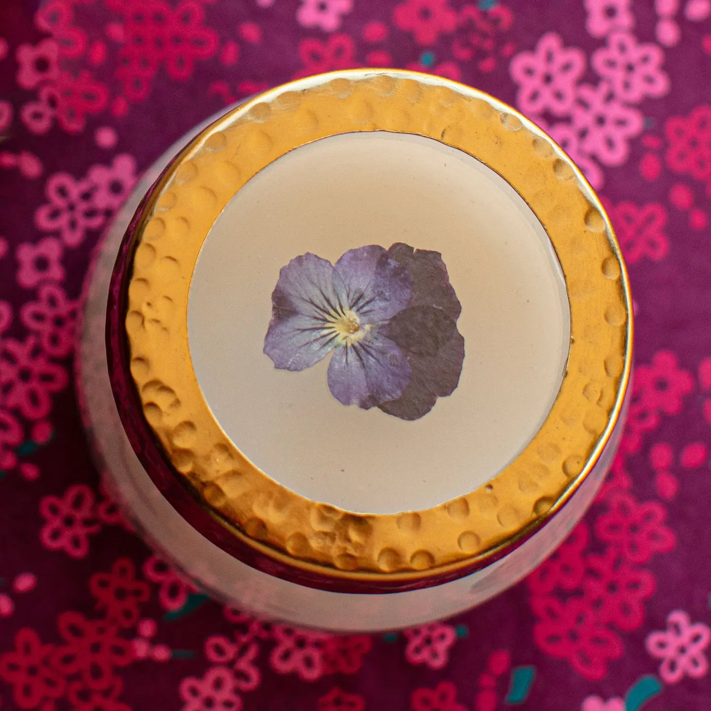 Black Currant & Bay Small Pressed Floral Candle