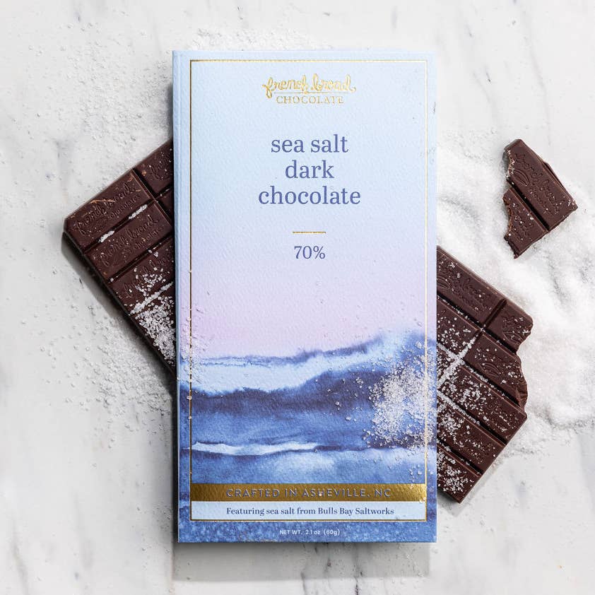 French Broad Chocolate Large Sea Salt Dark Chocolate Bar 60g