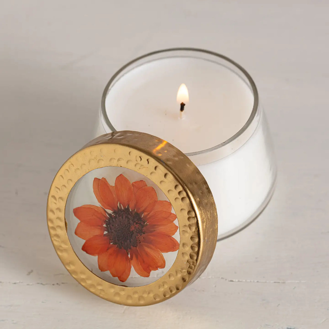 Harvest Pumpkin Scented Pressed Floral Candle