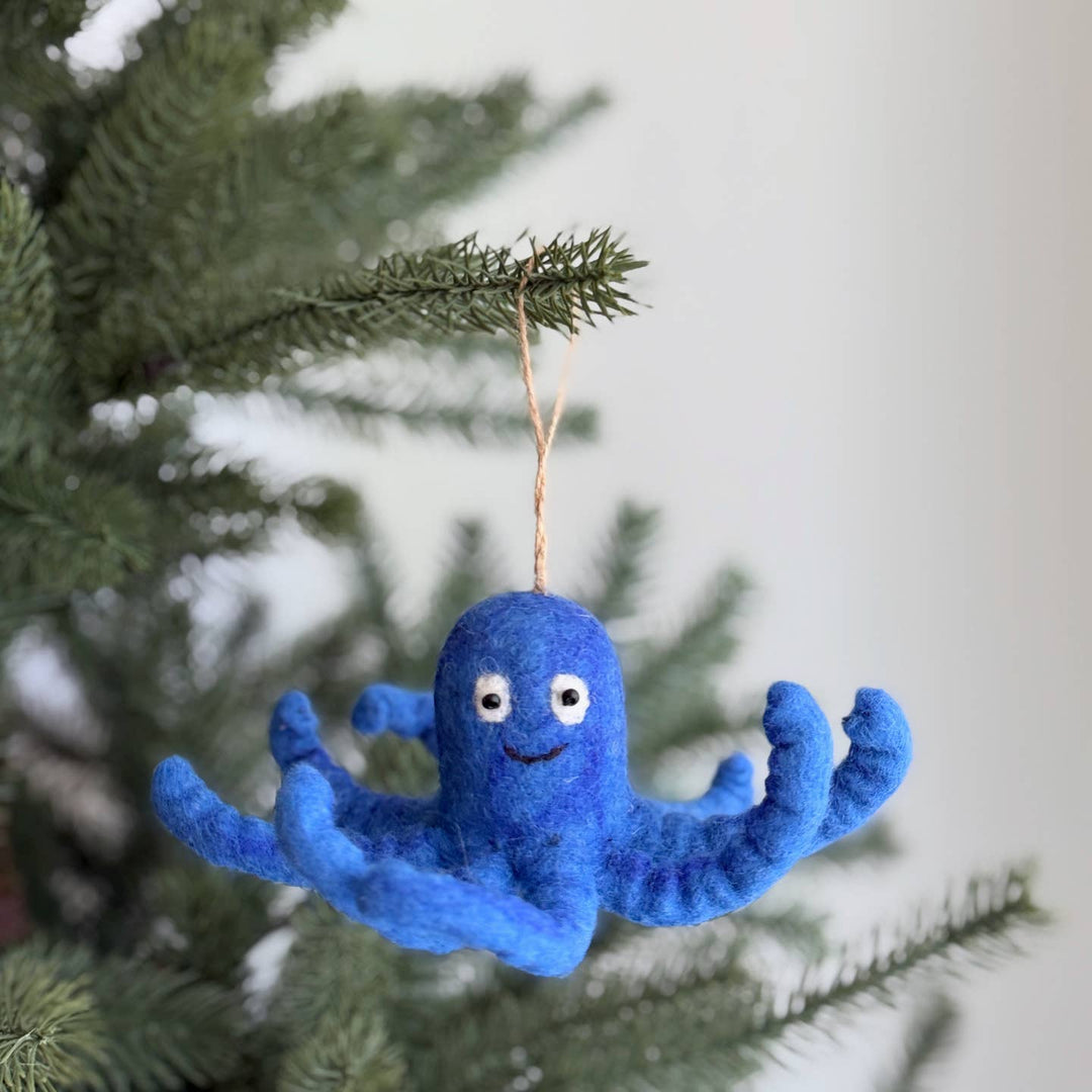 Felt Blue Octopus Ornament