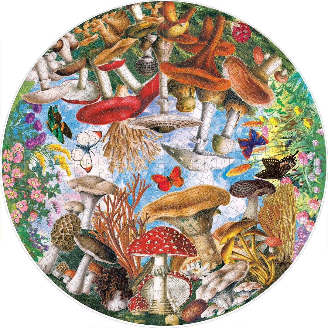 Mushroom & Butterflies 500 Piece Round Puzzle