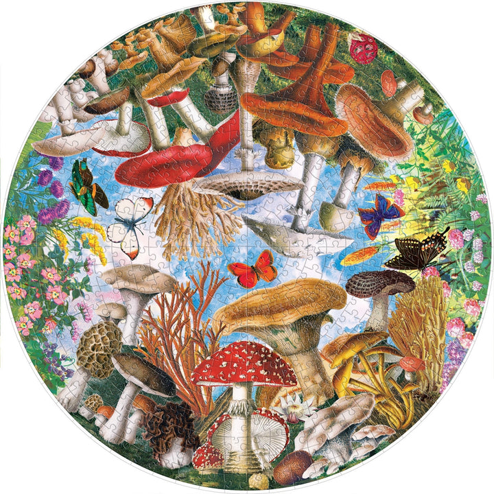 Mushroom & Butterflies 500 Piece Round Puzzle