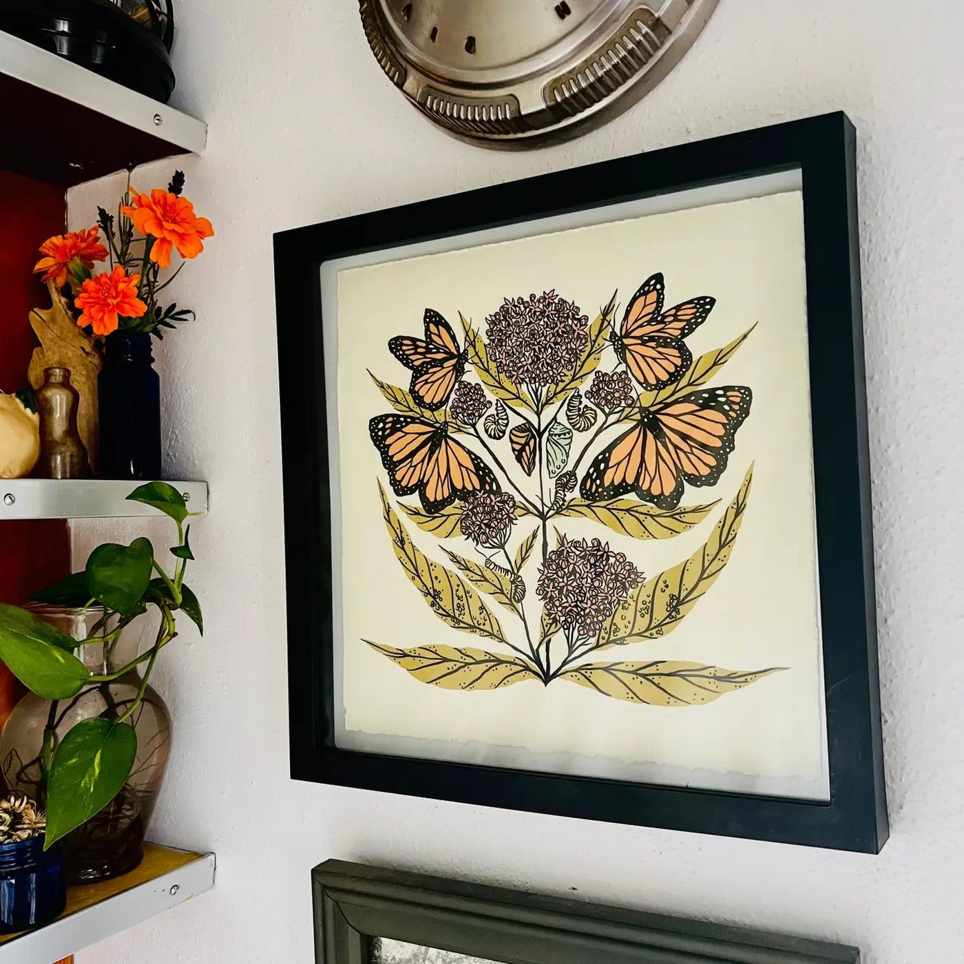 Monarch & Milkweed Art Print