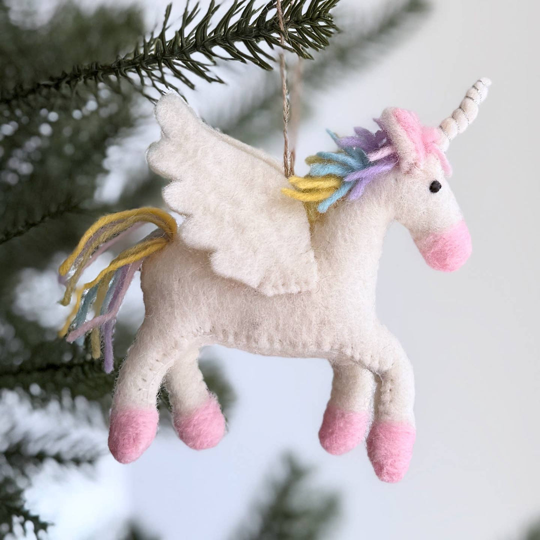 Prancing Pastel Unicorn Felt Ornament