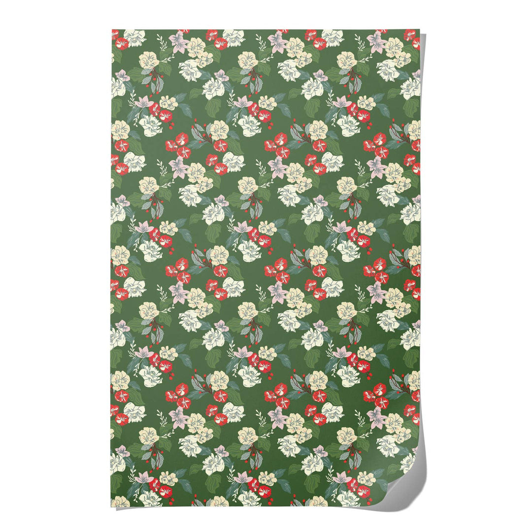 Festive Blooms Holiday Wrapping Paper