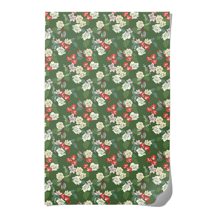 Festive Blooms Holiday Wrapping Paper