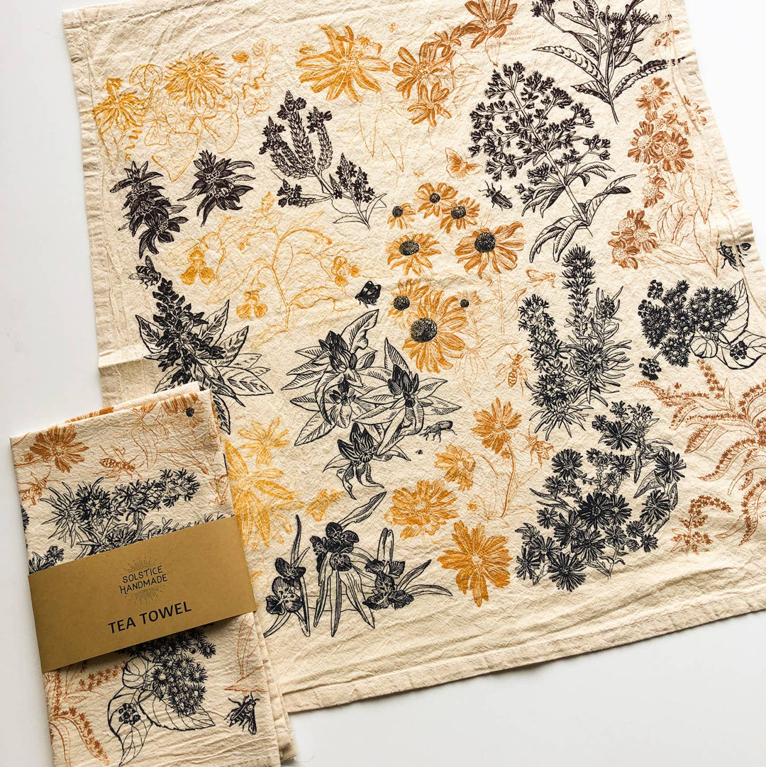 Autumn Wildflowers Tea Towel