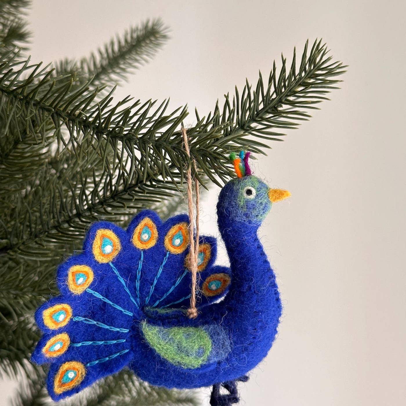 Carolina Flowers Felt Peacock Ornament - Thumbnail 2