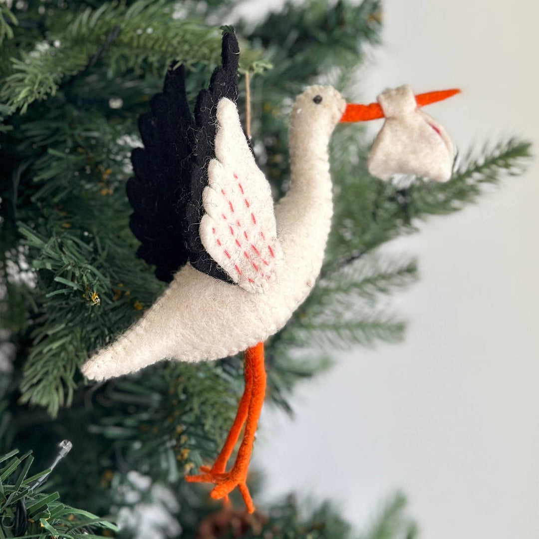 Felt Stork Ornament
