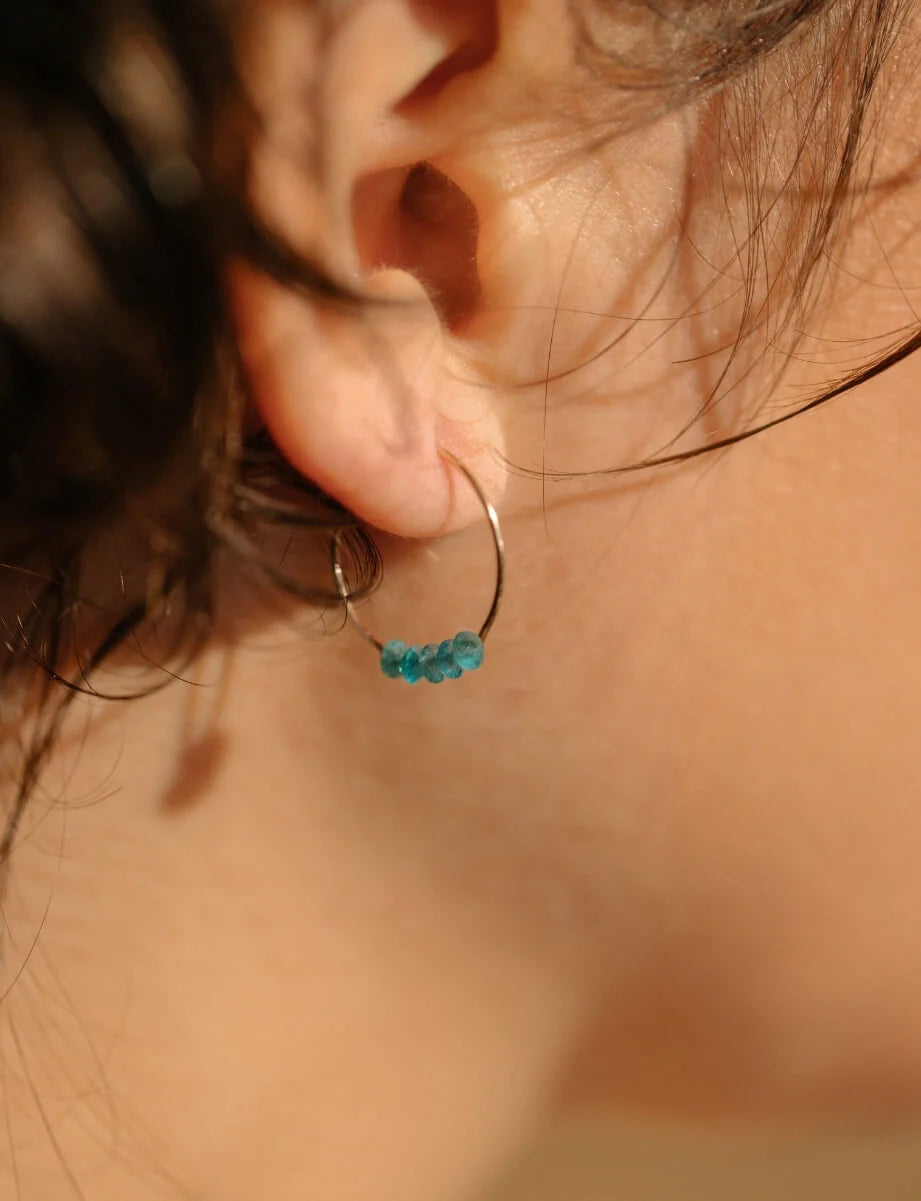 Apatite Gold Hoop Earrings
