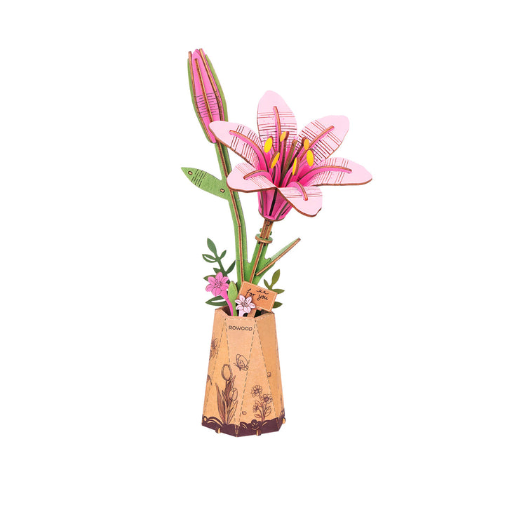 3D Wooden Pink Lily Flower Puzzle