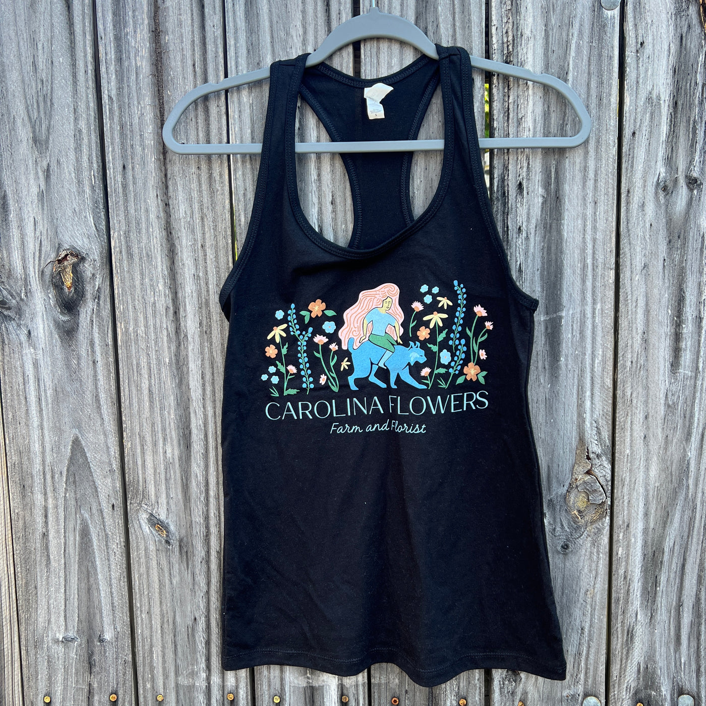 Meadow Logo Fitted Racerback Tank, Black