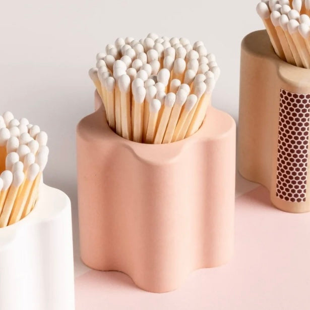 Neutral Flower Vessel with Colorful Matchsticks