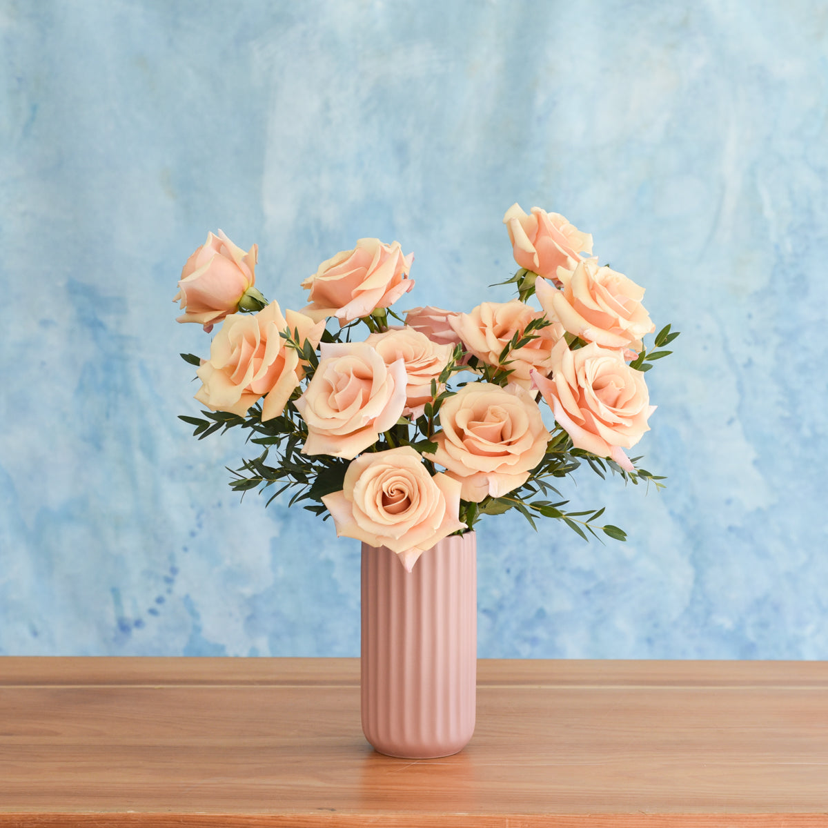 Pink Dozen Roses Vase Arrangement