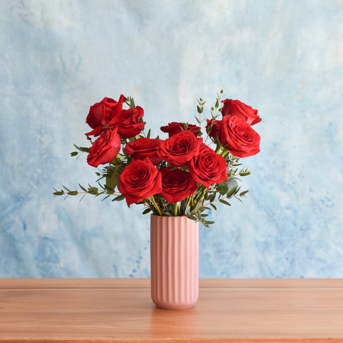 Red Dozen Roses Vase Arrangement