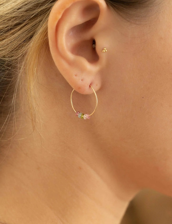 Rainbow Tourmaline Hoop Earrings