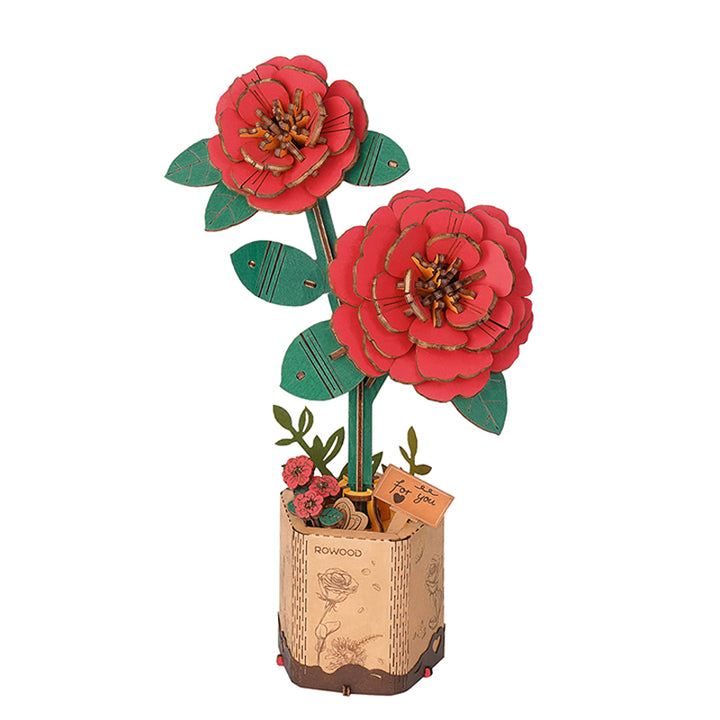 3D Wooden Red Camillia Flower Puzzle