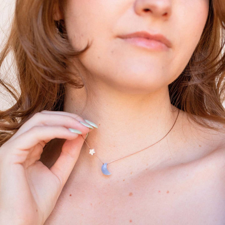 To the Moon Blue Opal Necklace