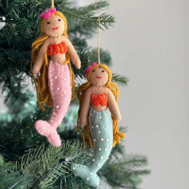 Felt Mermaid Ornament - Teal
