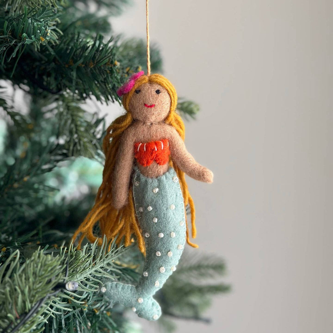 Felt Mermaid Ornament - Teal