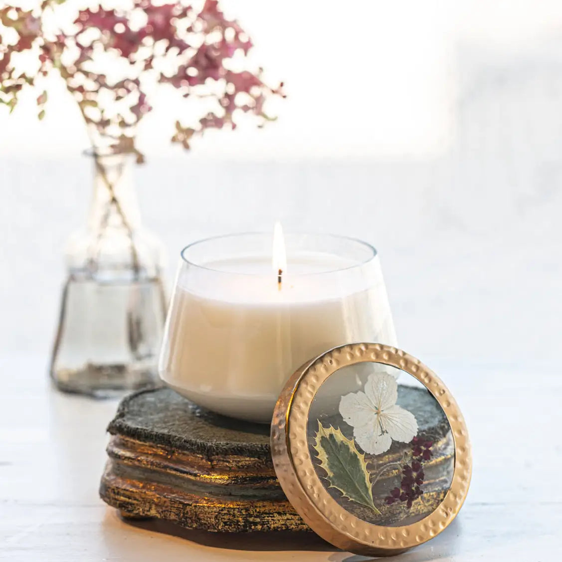 Red Currant & Cranberry Small Pressed Floral Candle