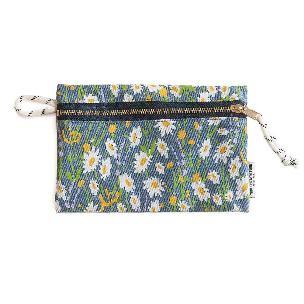 Zip Pouch - Daisy Garden Denim