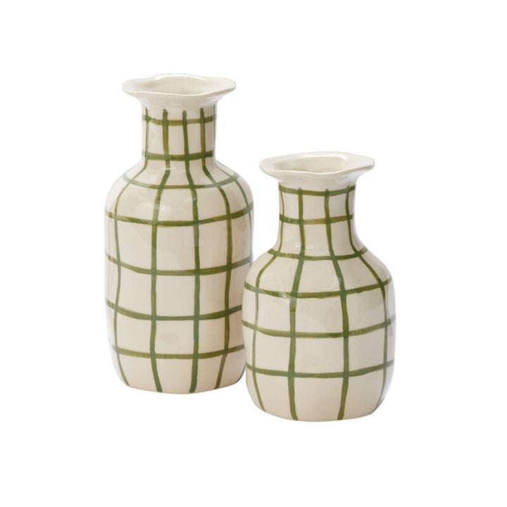 Short Green Windowpane Maddy Vase