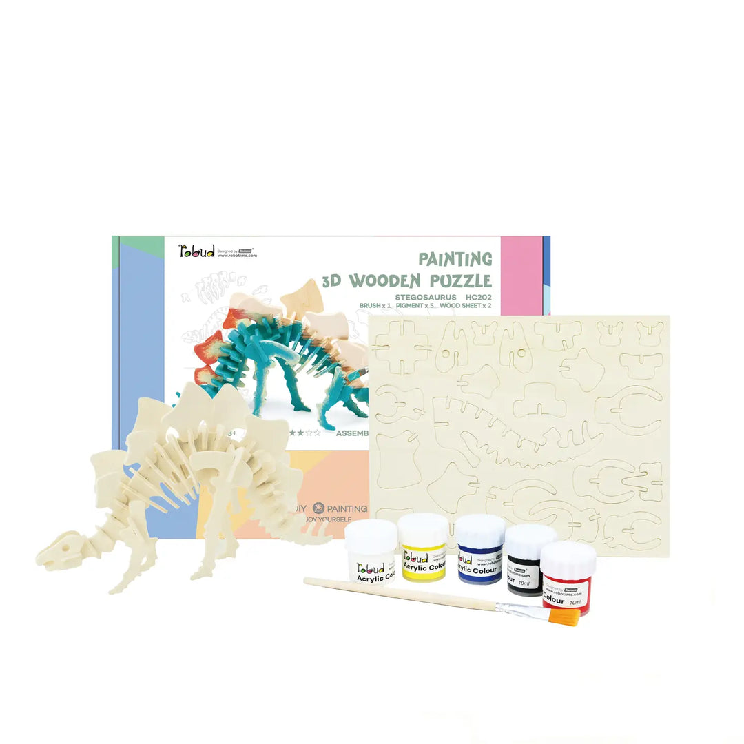 Stegosaurus 3D Wooden Puzzle Paint Kit