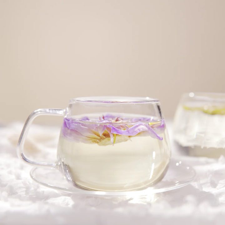 Glass Cup & Saucer Set by The Qi