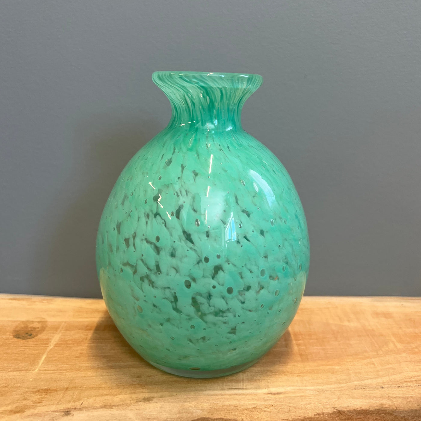 Teal Glass Bud Vase Round