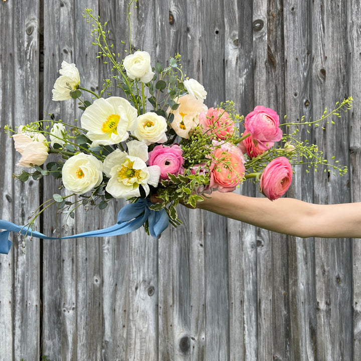 Hand-Dyed Silk Ribbon, Dusty Blue