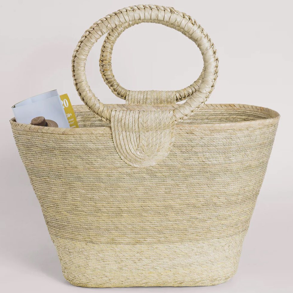 Straw Tote with Round Handle