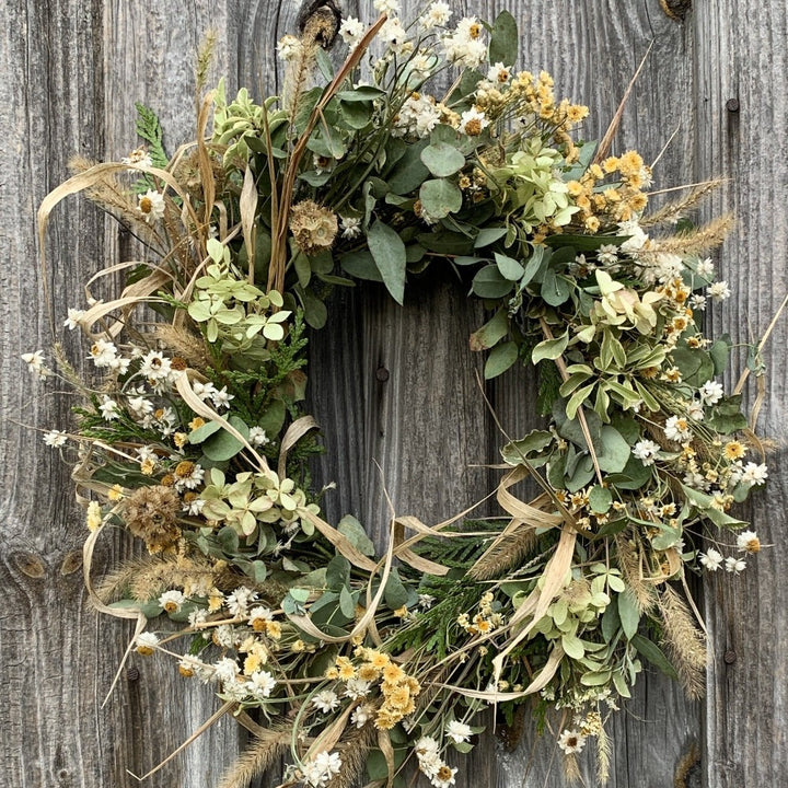 Snowy Meadow Dried Flower Wreath