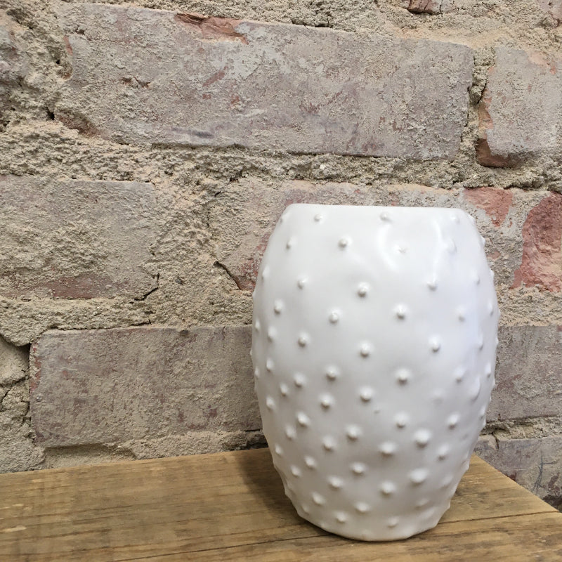 Tall White Spotted Vase