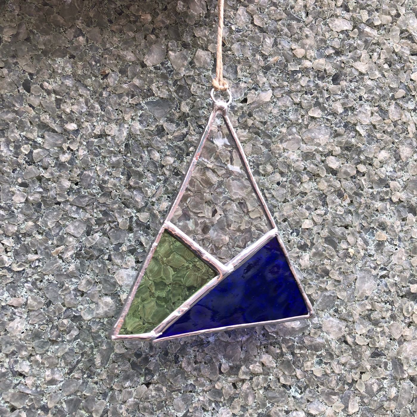 Blue and Yellow Stained Glass Triangle Sun-catcher