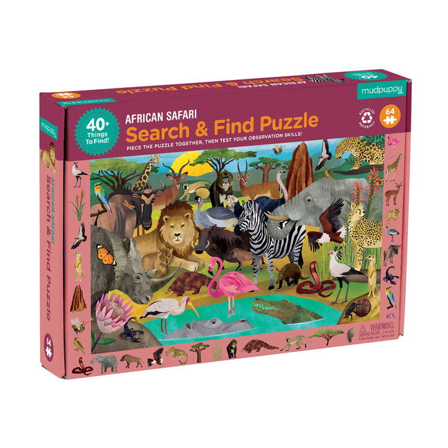 Kids African Safari Search & Find Puzzle, 64 Piece