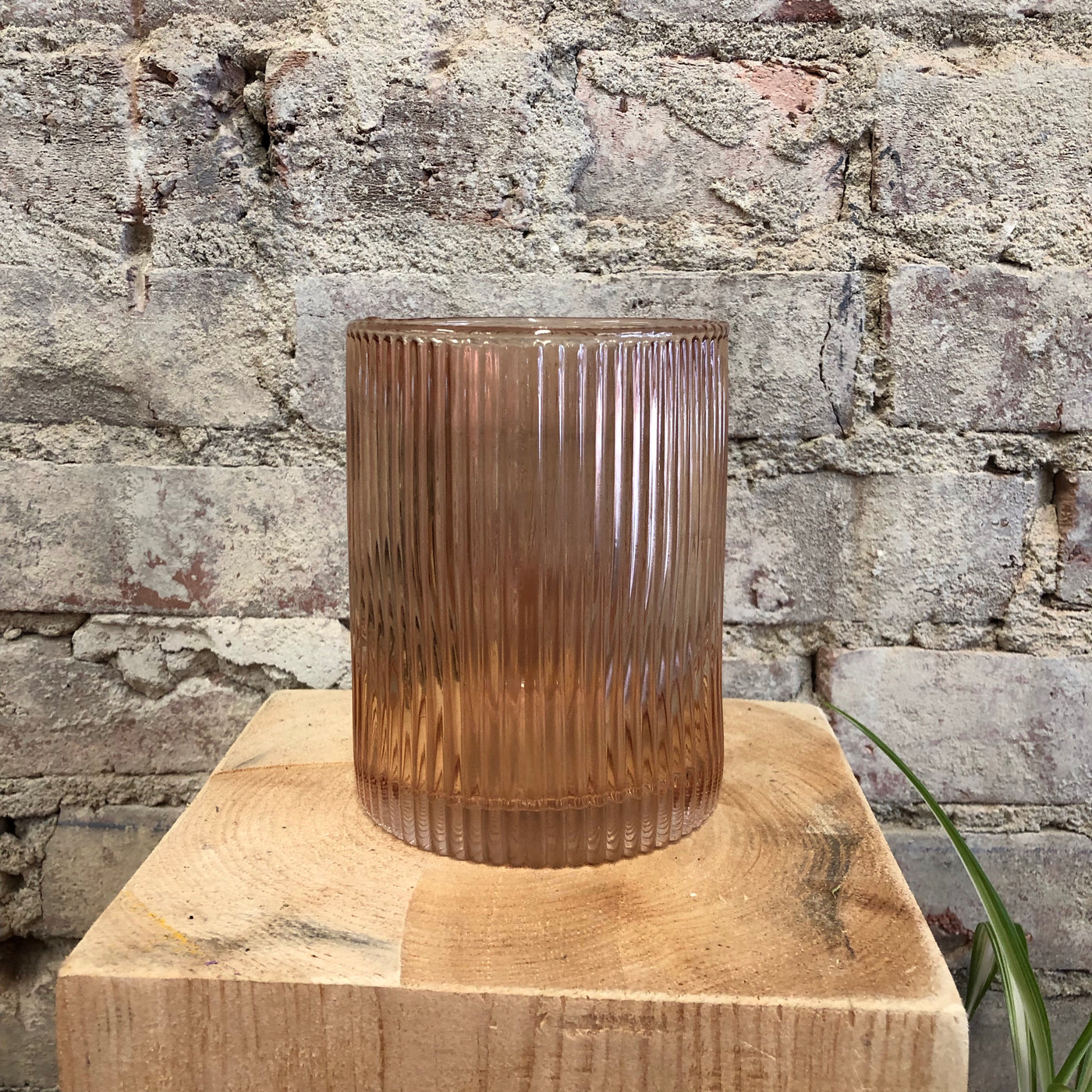 Blush Ribbed Glass Cylinder Vase