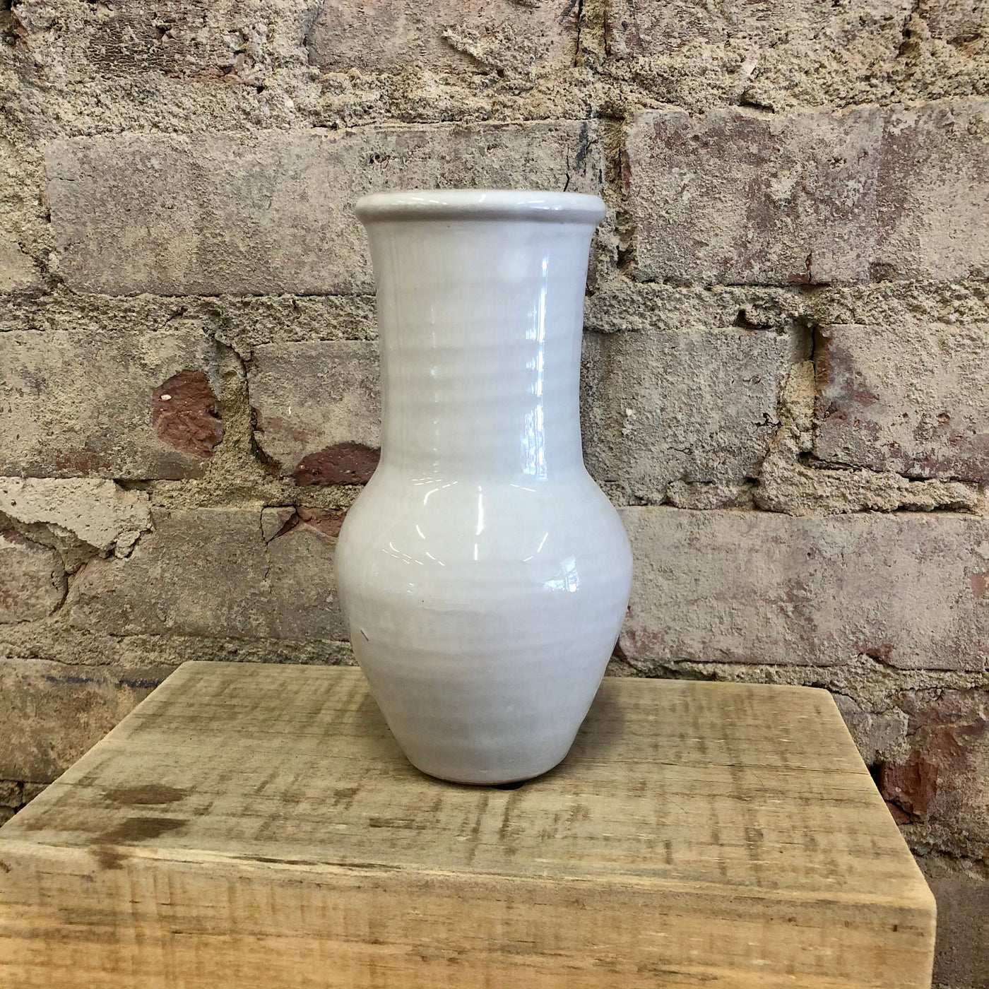 Tall White Clay Vase
