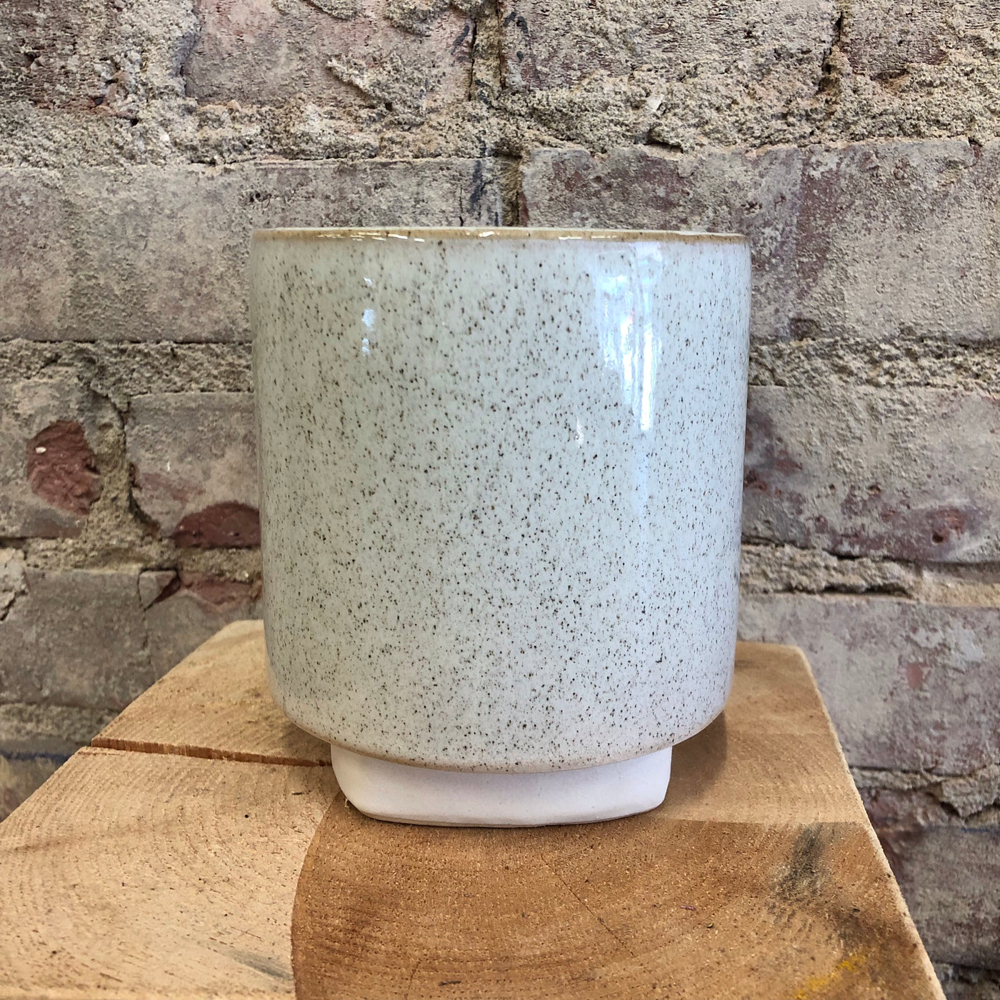 Grey Footed Ceramic Vase, 5”