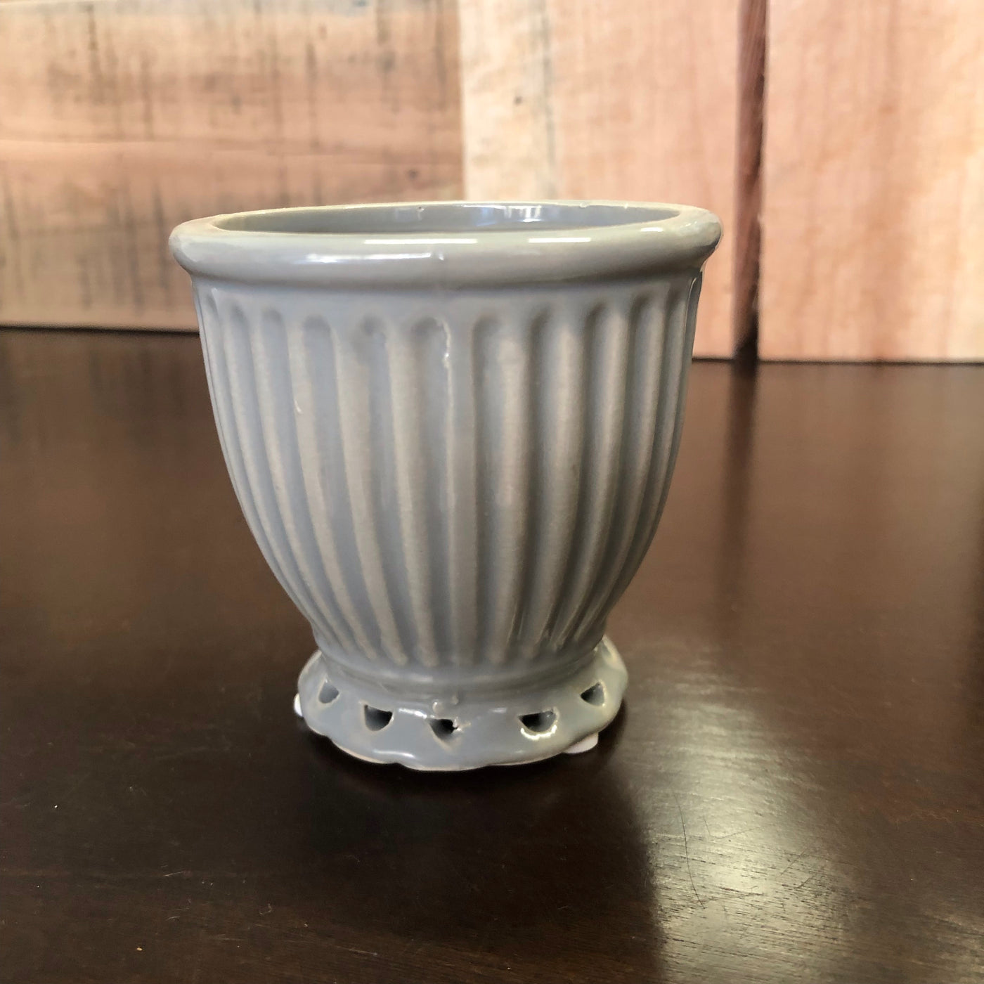Small Gray Footed Vase