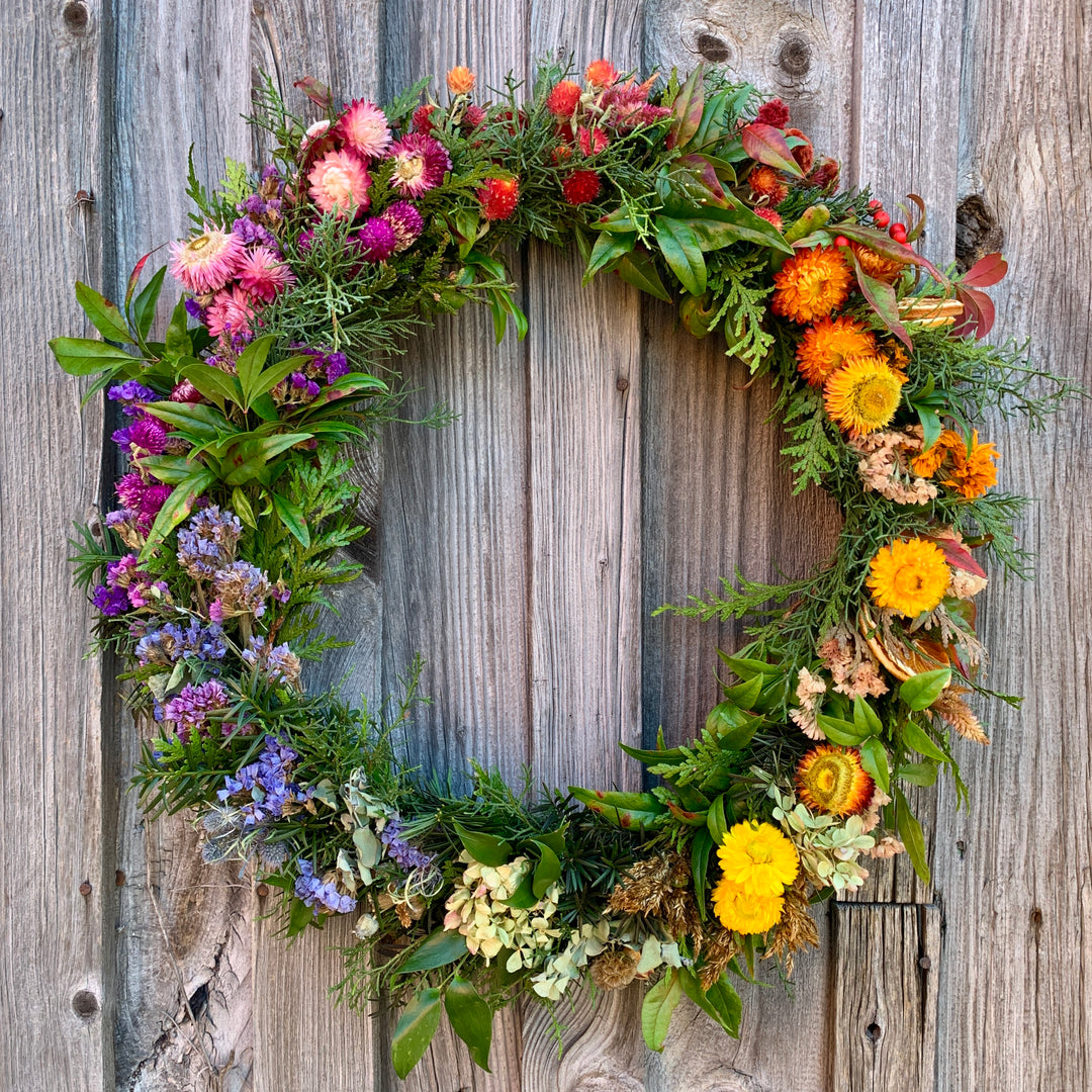 Rainbow Bright Greenery Wreath — Preorder