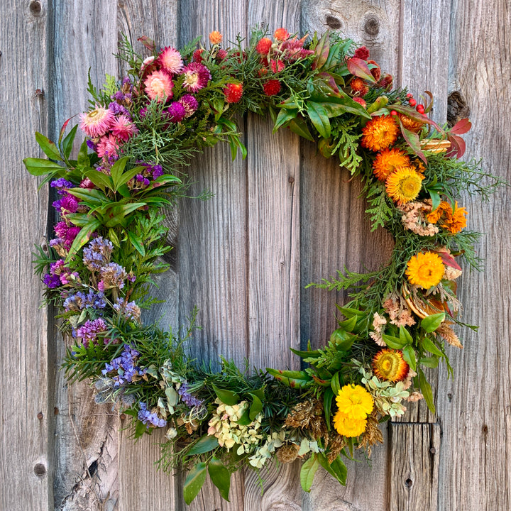Rainbow Bright Greenery Wreath — Preorder
