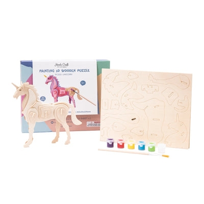 3D Unicorn Wooden Puzzle and Paint Kit