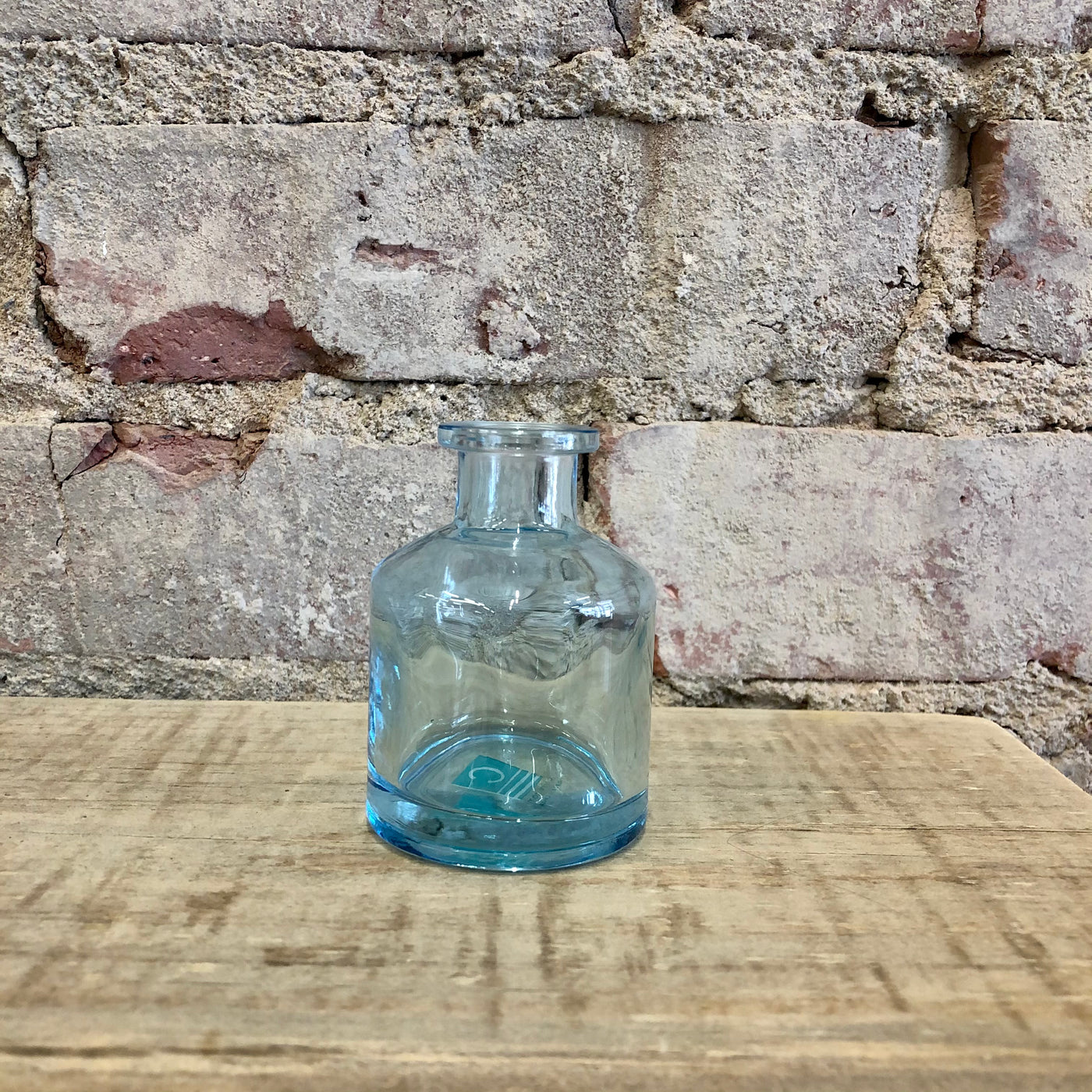 Short Bottle Blue Glass Bud Vase