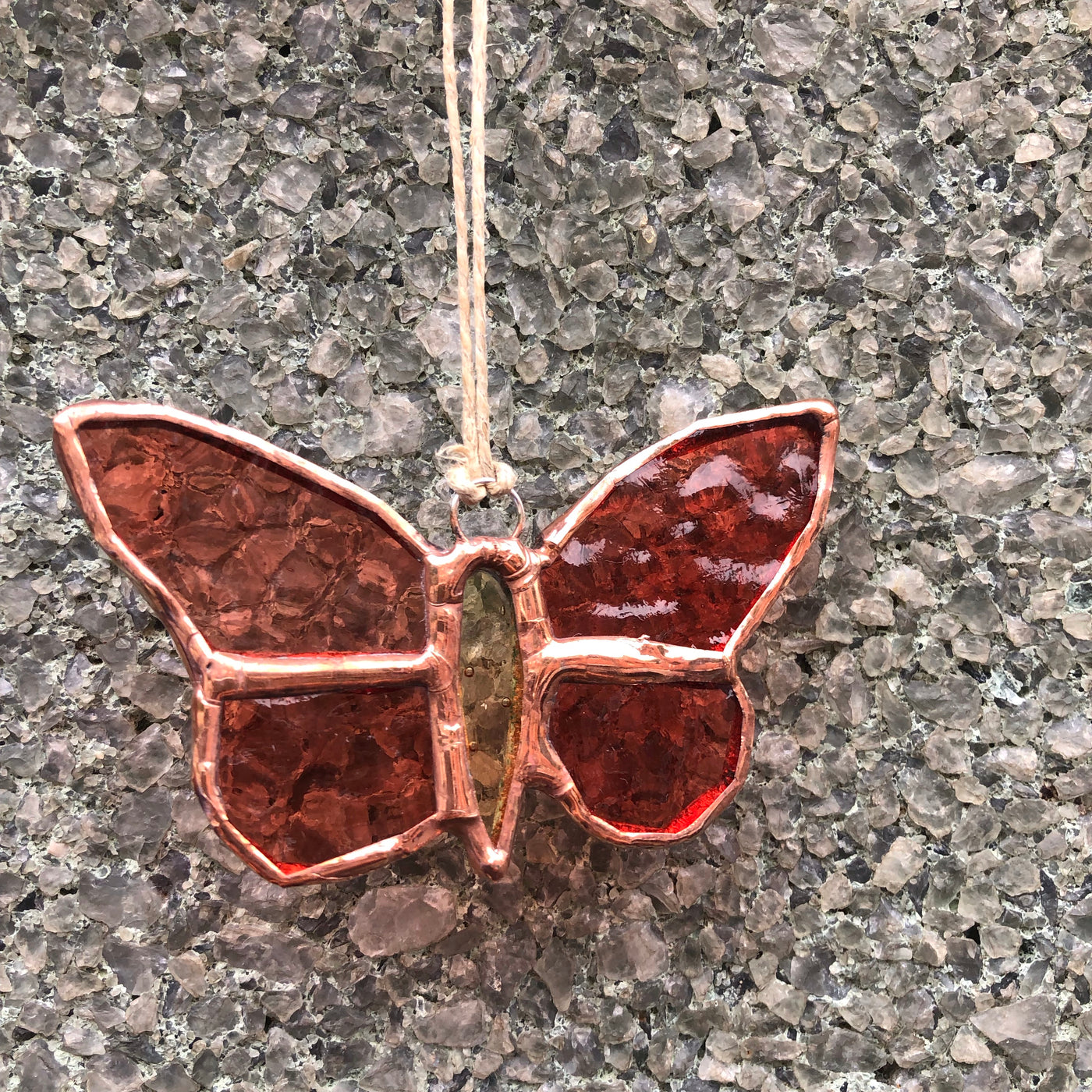Rose Stained Glass Butterfly Sun-catcher